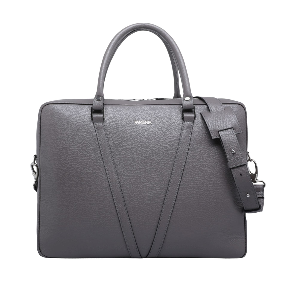 Briefcase made of calf leather taupe